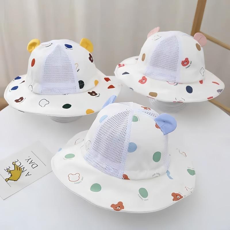 Baby Summer Thin Breathable Mesh Wide Brim Bucket Hat Cute Sun Protection Shade Cap For Boys And Girls Outdoor Travel