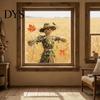 Autumn Window Clings Scarecrow Stickers with Realistic Maple Leaf, Pastoral Decals, Waterproof Outdoor Balcony Decor PVC Static for Thanksgiving