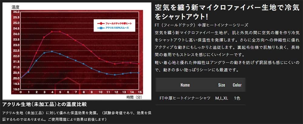 JACKALL FT Medium Thick Heat Inner Shirt Black XL