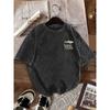 Hip Hop Unisex Washed Cotton Casual Loose Fit Graphic T-Shirt Whale Shark Cartoon Print Summer Short Sleeve