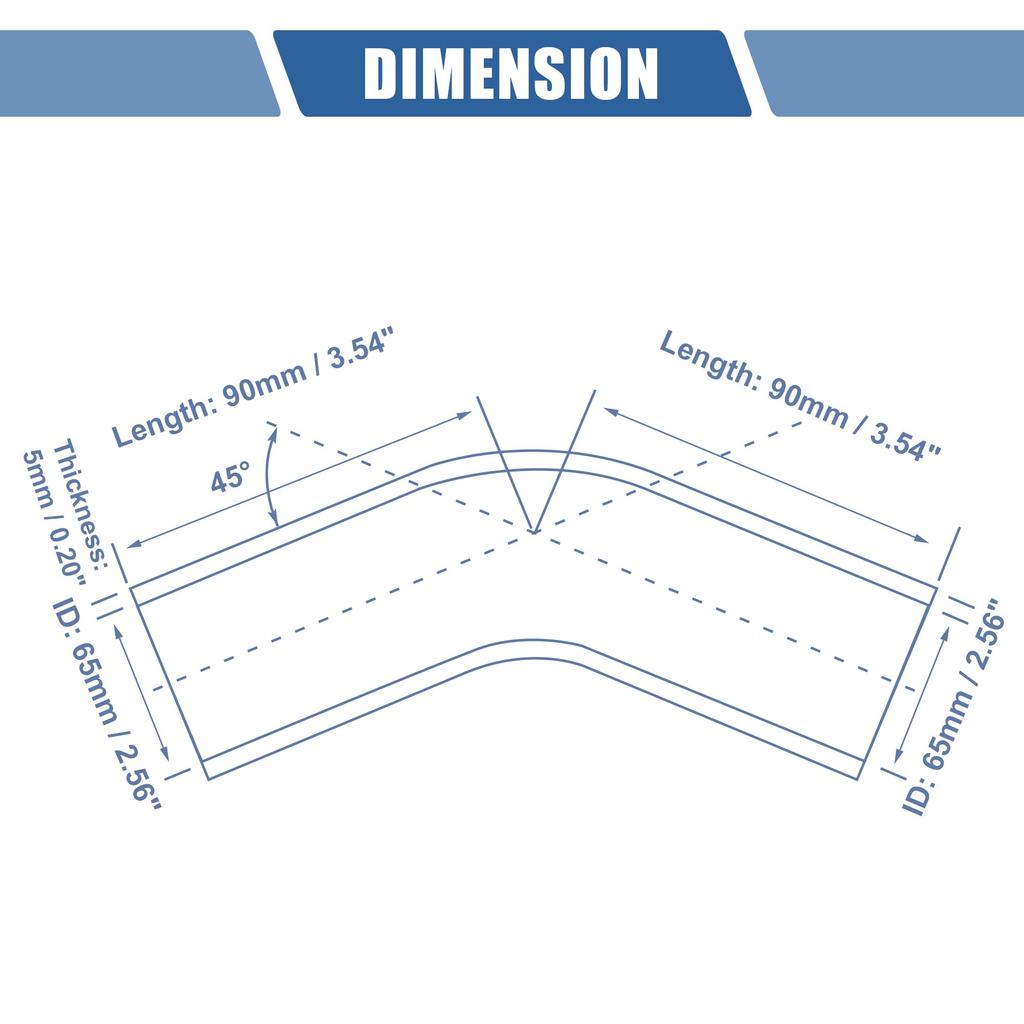 X AUTOHAUX Silikonschlauch Silikonrohr Kühlerschlauch 1 Stück Innendurchmesser 65 mm Länge 90 mm