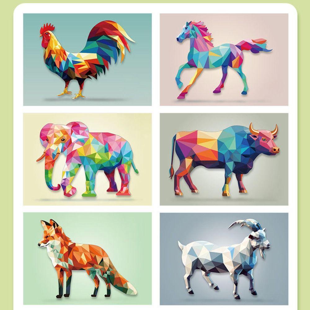 Paper DIY Paste Material Kit Handmade Animals Sticker Book 3D Geometric Sticker Books  Children