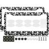 2PCS Yellow Cat Pattern License Plate Frames For Men Women - Universal Aluminum Stainless Steel Kitten Cat Mom Personalized Car Tag Covers Holder