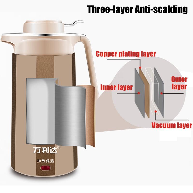 Anti-scalding Electric Water Kettle Auto Power-off Protection Handheld Instant Heating 2.5L Electric Kettle wSafety Lock New