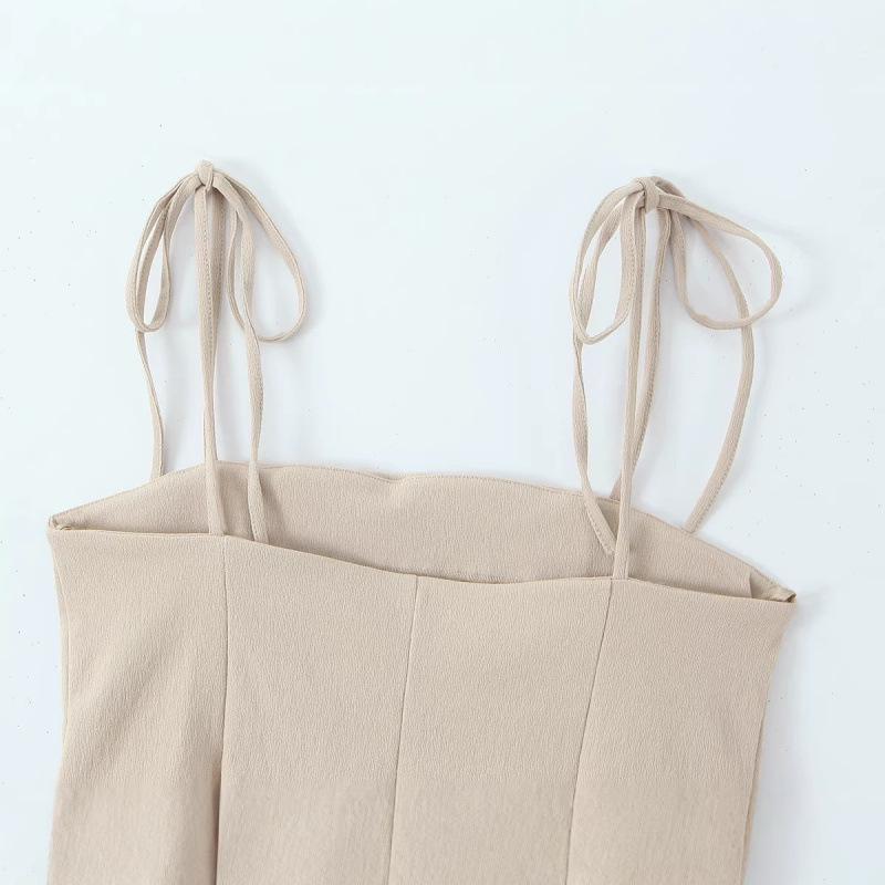 Spring 2026 European & American Style Spaghetti Strap Top with Simple Short Skirt Hem