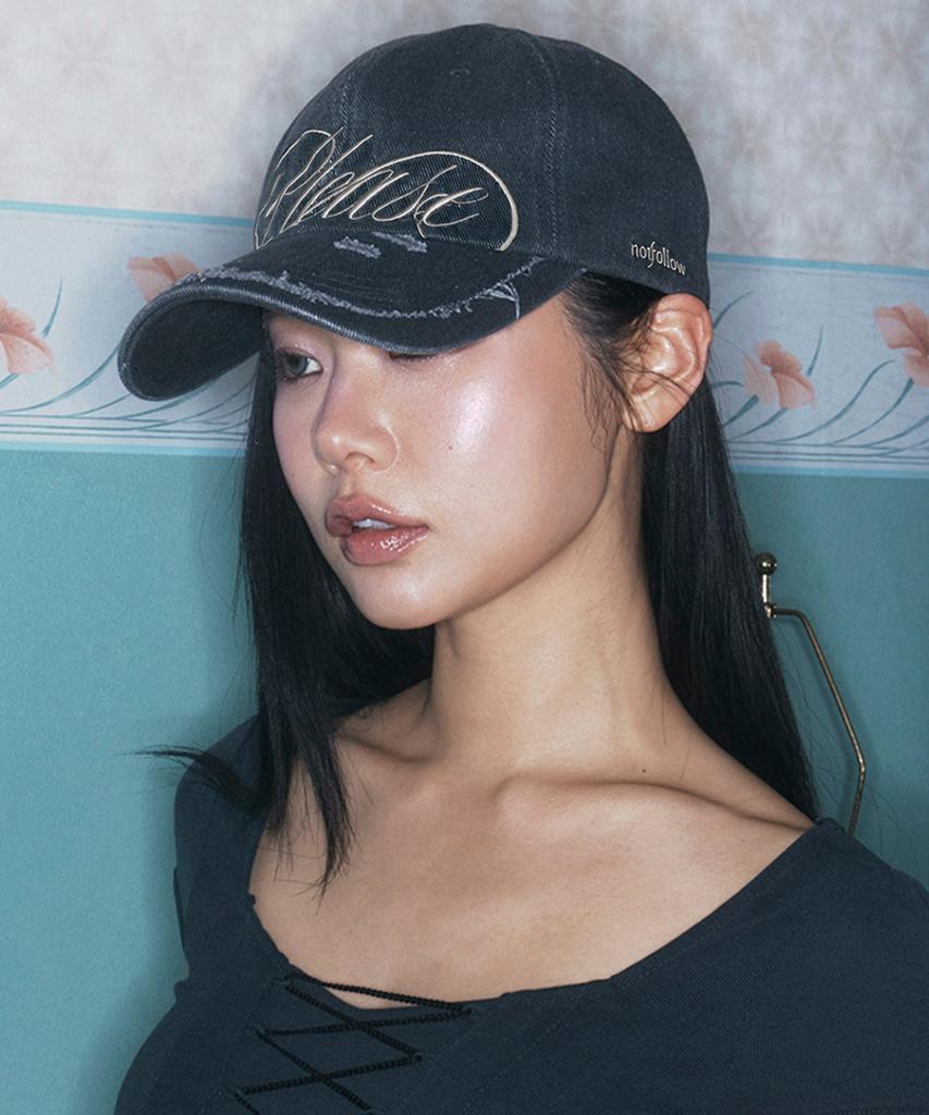 Peullijeunopallou Bella Washed Damage Cap (Charcoal)