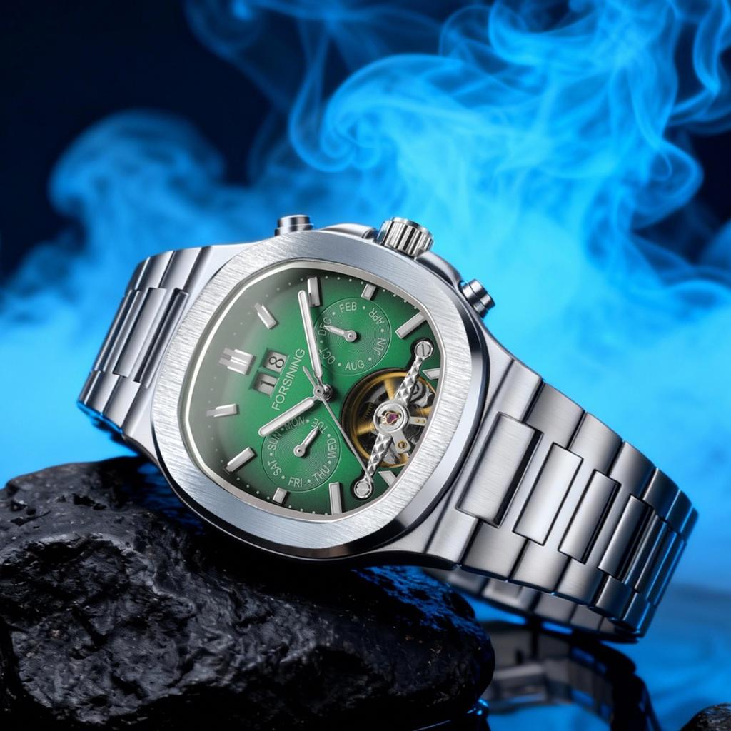 Forsining 481 Militärmann Tourbillon Zeiger Uhr Woche Datum Automatische Mechanische Uhren Edelstahl Uhr Relogio Masculino
