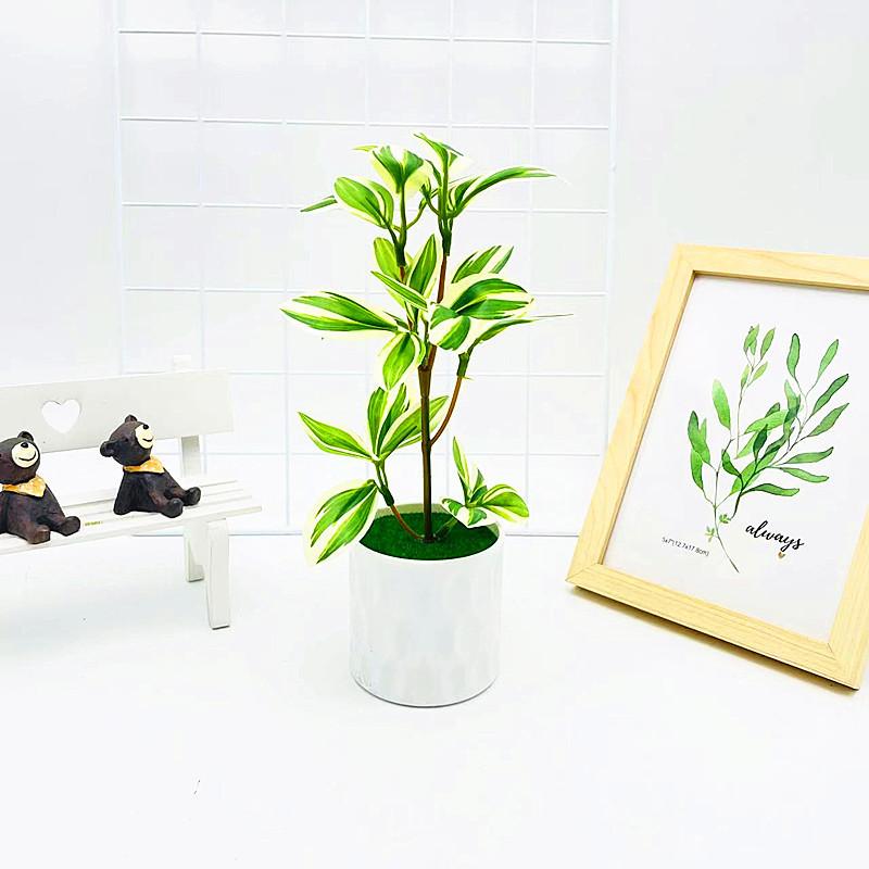 Simulated Color Multi Leaves Potted Artificial Plant Ornament Decoration