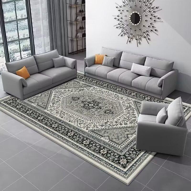 Klassischer Euroamerikanischer Faltteppich Verdickte Rückseite aus gewaschener Baumwolle Ethnischer Stil Bereichsteppich für Wohnzimmer Schlafzimmer Heimdekoration