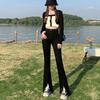 Summer 2024 Women's High-Waisted Slimming Micro-Flare Slit Jeans - Floor-Length Petite Design