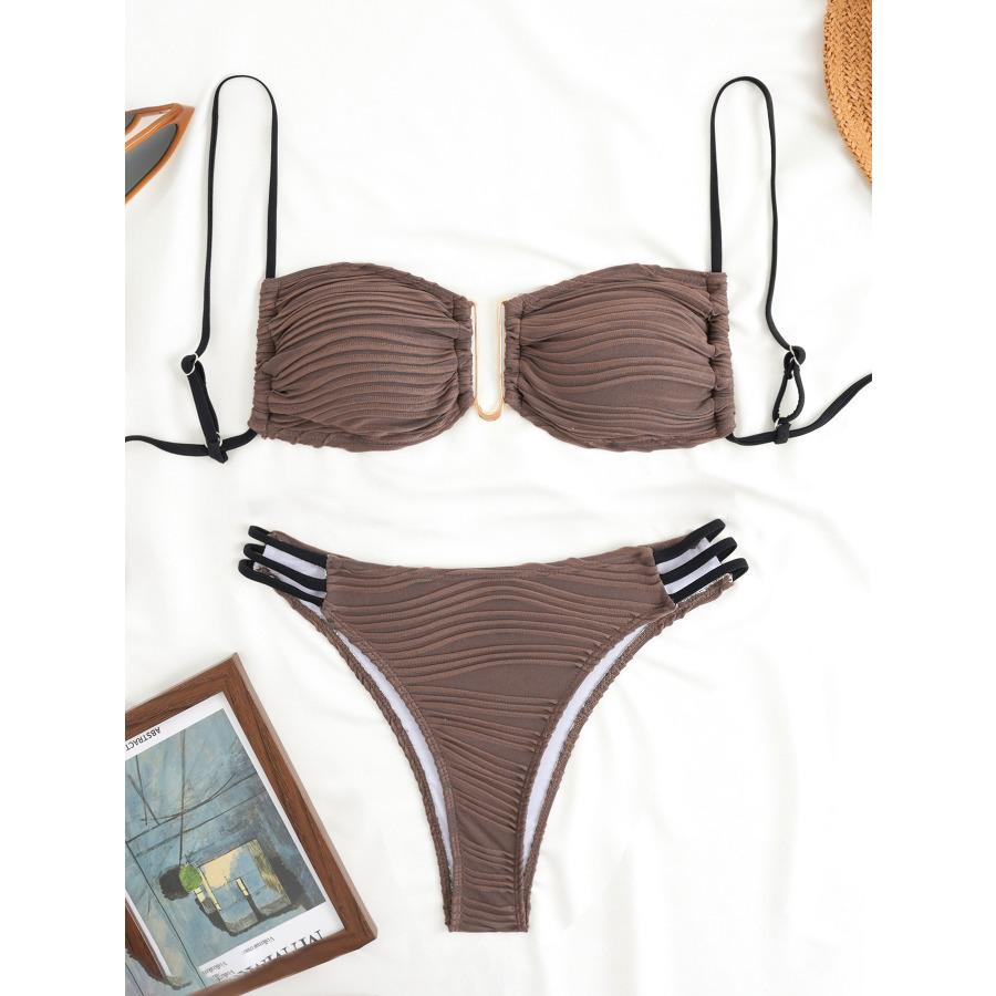 

Bikini Swimsuit Sexy Comfortable 3 Piece Women s Swimwear Two Piece Set XL темно-коричневого кольору