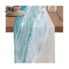 Linen Table Runner Summer Beach Runner, Ocean Wave Coastal Linens for Home House Party Decor Rectangle