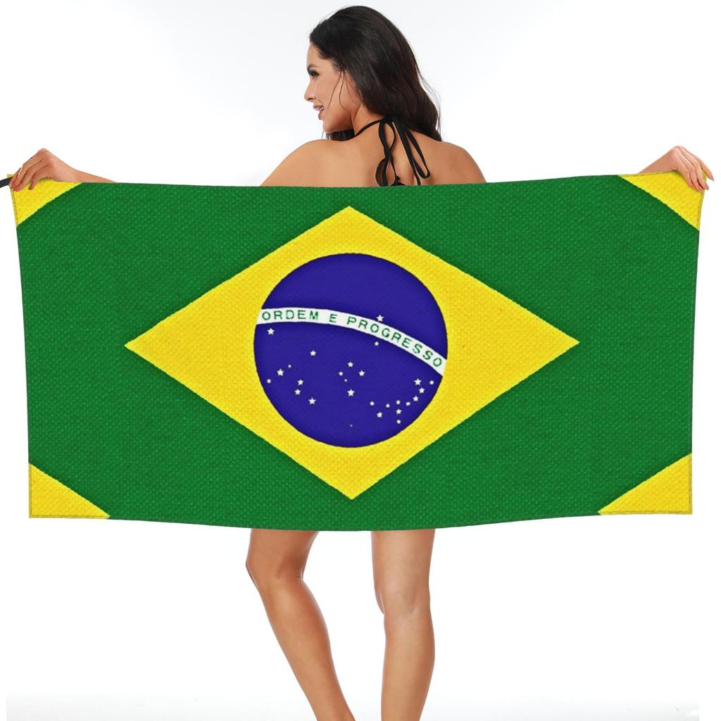 Brasilianische Flagge Brasilien Strandtuch Weiche Mikrofaser Schnelltrocknend Saugfähig Schnelle Handtücher Zum Bergsteigen