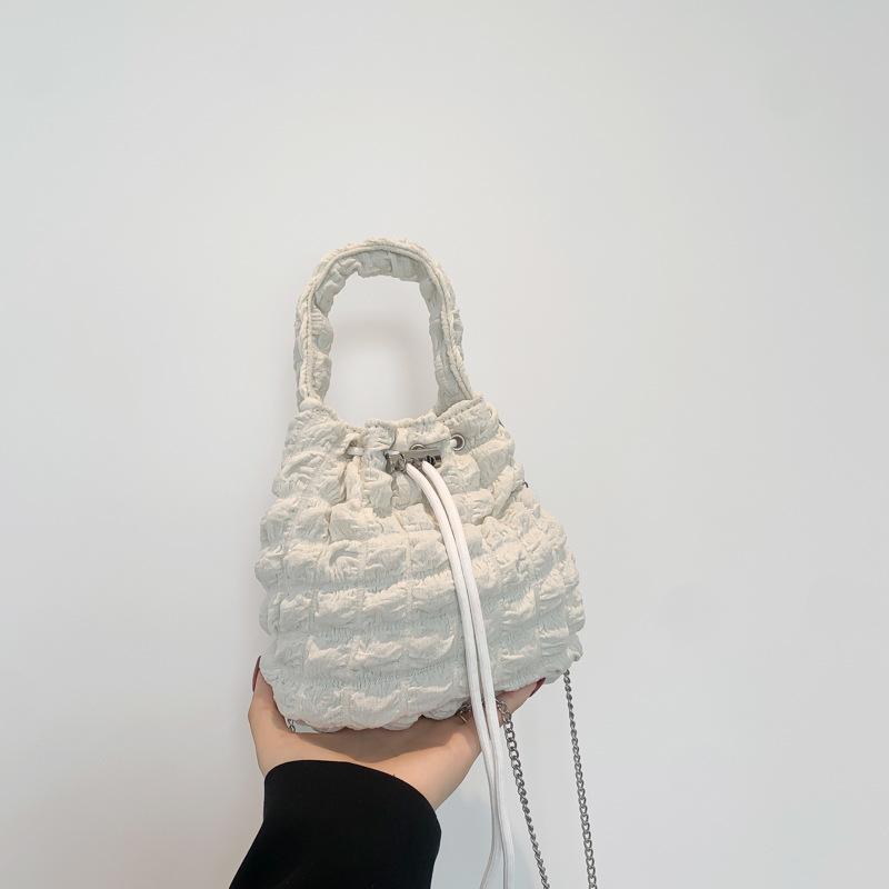 Cute Fresh Bubble Bag Fashionable New Style Pleated One Shoulder Crossbody Bag Personality Ins Bucket Women