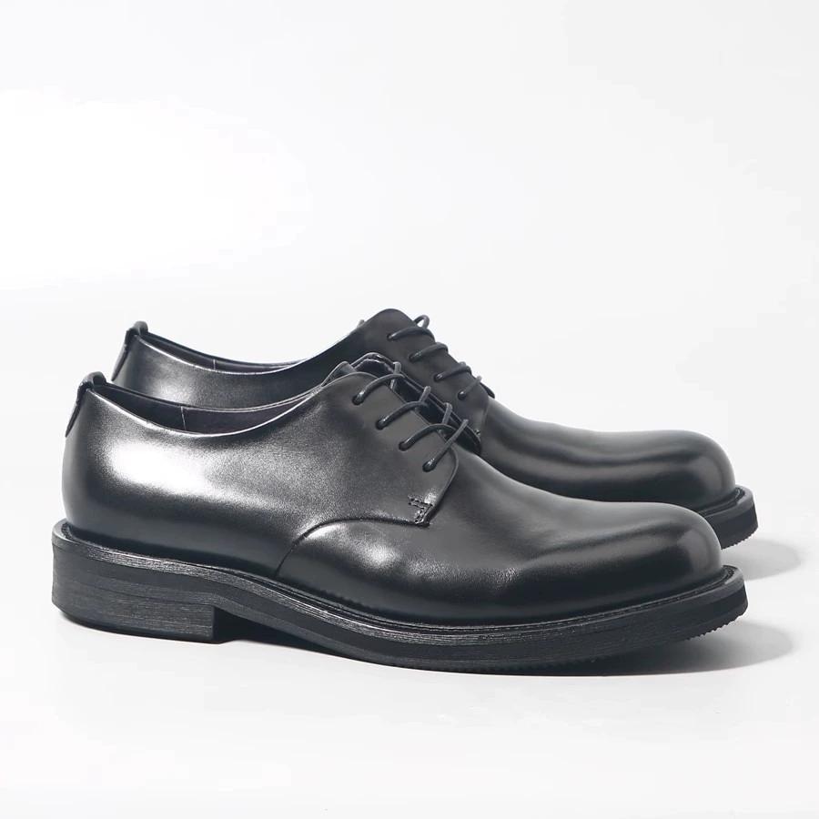 Luxury Genuine Leather Mens Business Dress Shoes Black Cap Toe Lace-Up Oxfords Company Office Wedding Party Formal Shoes for Men