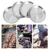 4 Pcs Stainless Steel Tray Plate Food Round Silver Vintage Dinner Dish Cake Dessert Metal