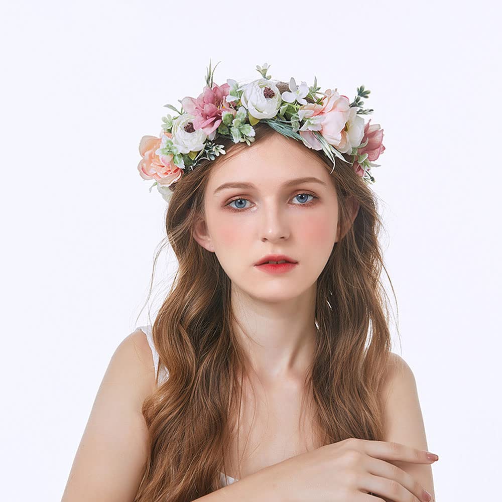 Samcos Blumenkranz Haarschmuck für Hochzeitsfrisur Perfekt für Einzug und Fotografie Schmuckstück, Haarreif, Stirnband, Krone, Mädchen,