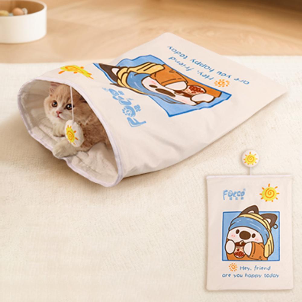 

Рождественские подарки Игрушка-туннель для кошек, складная интерактивная сумка-дрель для кошек Игрушка для домашних животных с плюшевым мячом, Сумка-туннель для кошек