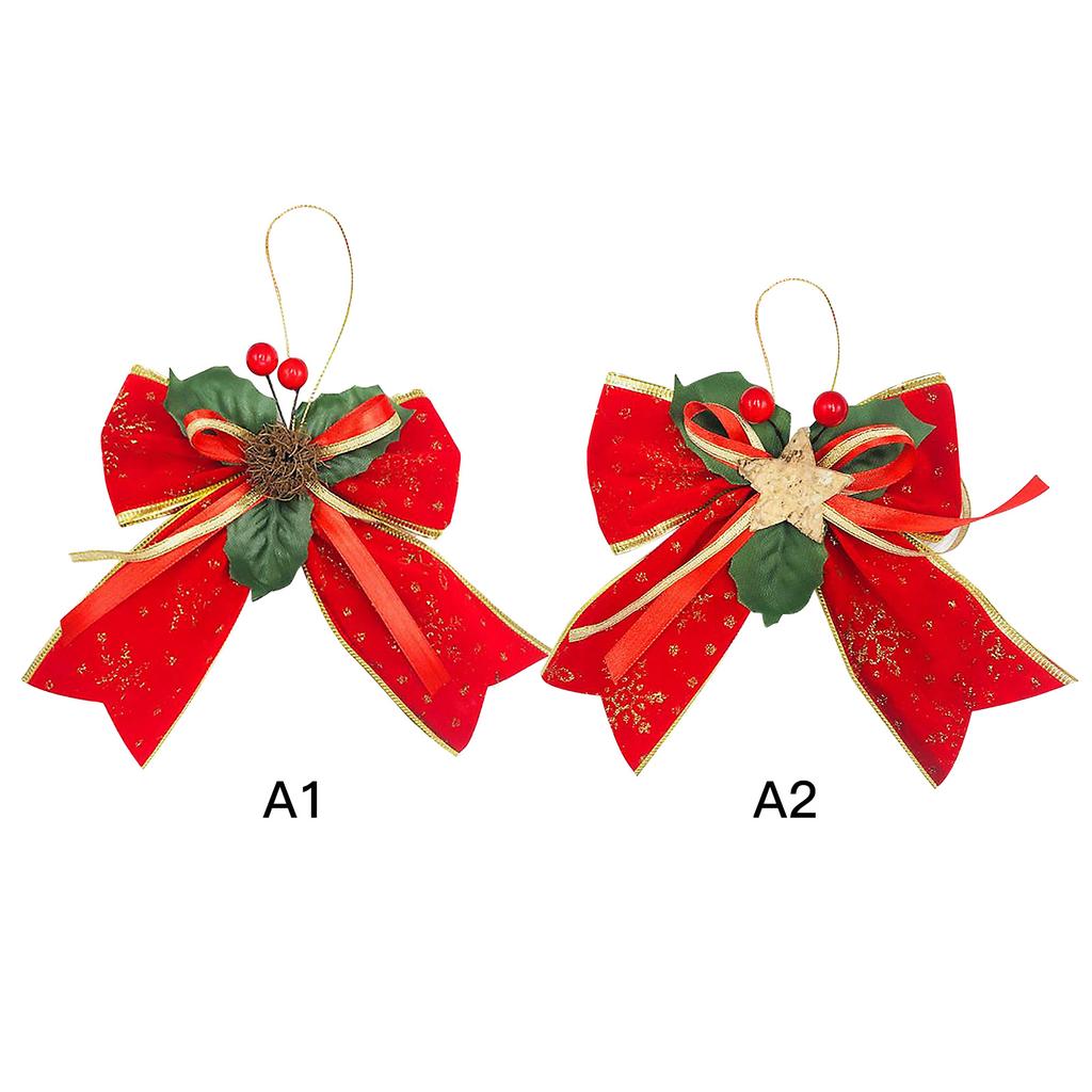 Xmas Bow with DIY Fruit Accessories Fade Resistance Compact Xmas Decorative Bow for Holiday Decor