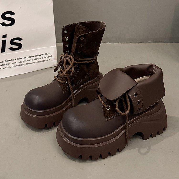 

Ретро большие желтые ботинки Челси короткие ботинки женские 2025 осень новые универсальные круглый носок ретро повседневные на шнуровке короткие ботинки 40 темно-коричневого