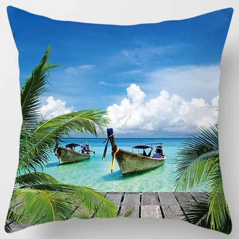 Beach Starfish Spray Coconut Tree Style Free Print Pillow Case Home Decoration Car Sofa 40x40 Cm Polyester Pillow Case