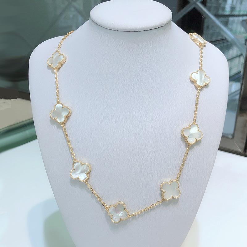 Boutique Four-leaf Clover 10 Flowers Necklace Women 18K Light Luxury Ins Design Sweater Chain Fashion Daily Versatile Necklace