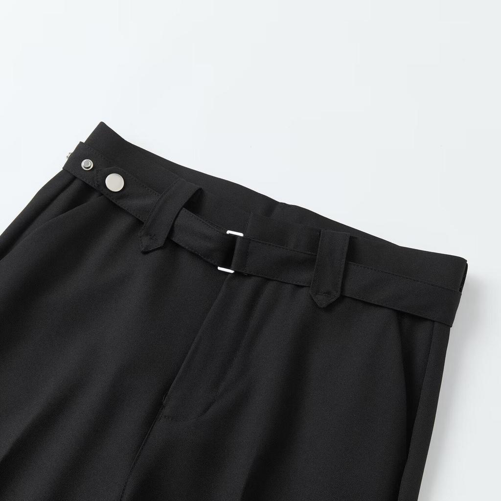 Men's Spring 2026 Casual Trousers - Korean Style, Non-Iron, Loose Tapered Suit Pants with Half Elastic Waist