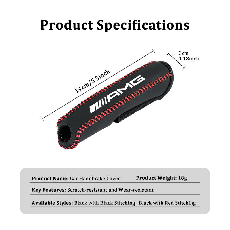 PAD5  Car Leather Handbrake Cover Protective Sleeve Hand Brake Protection Accessories For AMG Mercedes Benz GLC GLE GLK W190 W201 C180