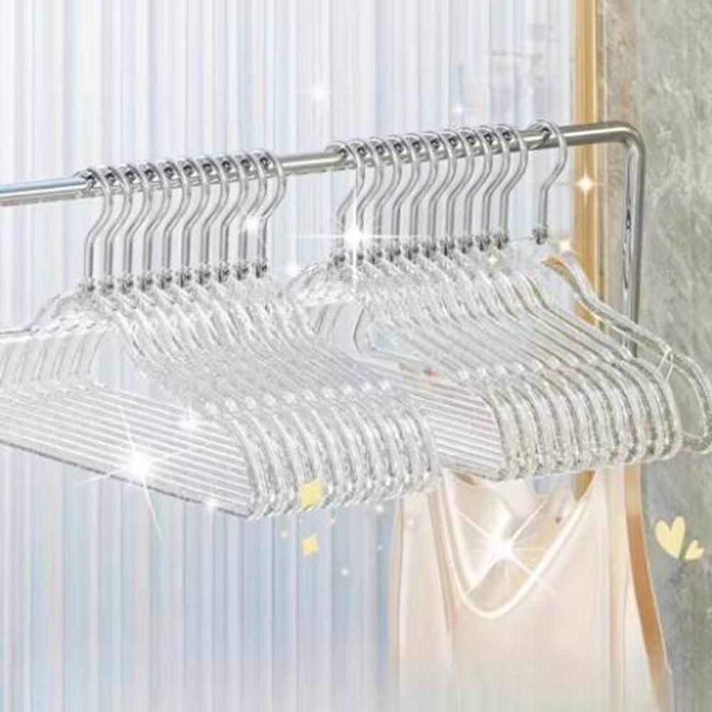 10Pcs Thickened Transparent Glitter Hangers Non-slip Trouser Rack  Clothing Stores