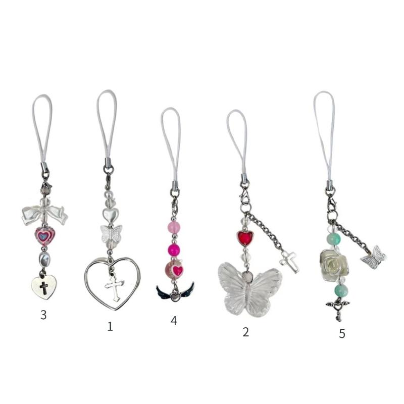 Y2K Style Phone Pendant Cute Shape Keychain Bag Pendants Keyring Sweet Fashion Accessories Acrylic Phone Charm for Phone