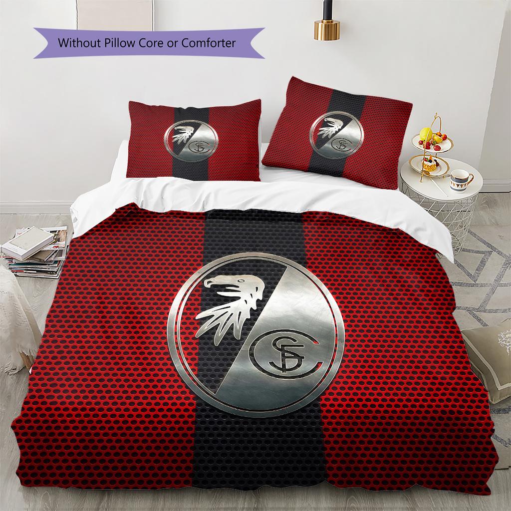 SC Freiburg Pattern Bedding Quilt Set Home Decoration Gift (1 * Duvet Cover + 2 * Pillowcase Without Core).xwn