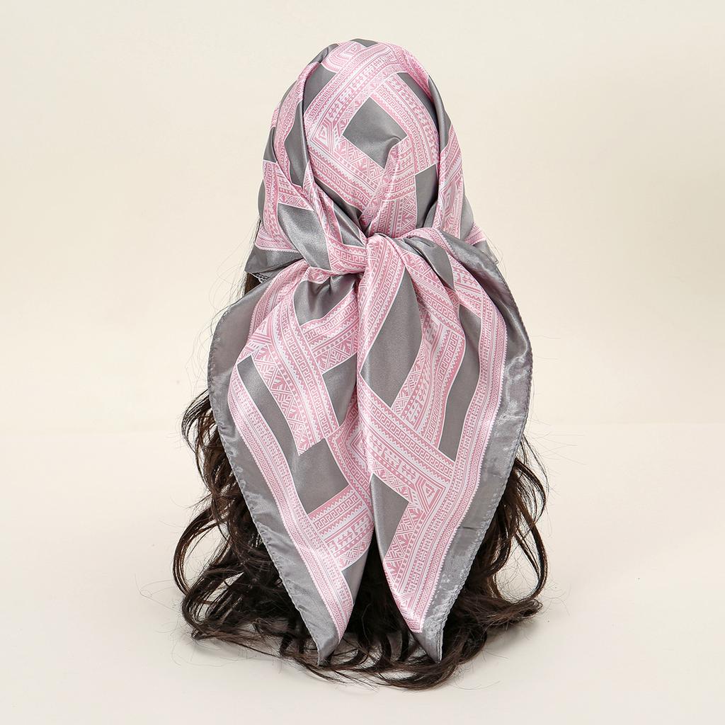 90*90cm Women Scarf Silk Feeling Hair Neck Square Brand Office Bandanna Muffler Waiter Flight Attendants Handkerchief Rings Wrap