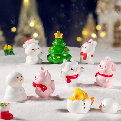 Cute Micro-landscape Christmas Puppy Pig Playing with SnowSmall Animal Decorative Accessories Desktop Mini Ornaments