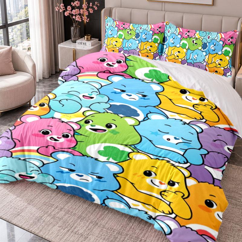 Care Bears 3Pcs Bedding Set Duvet Cover With Two Pillowcases For Bedroom Home Decoration