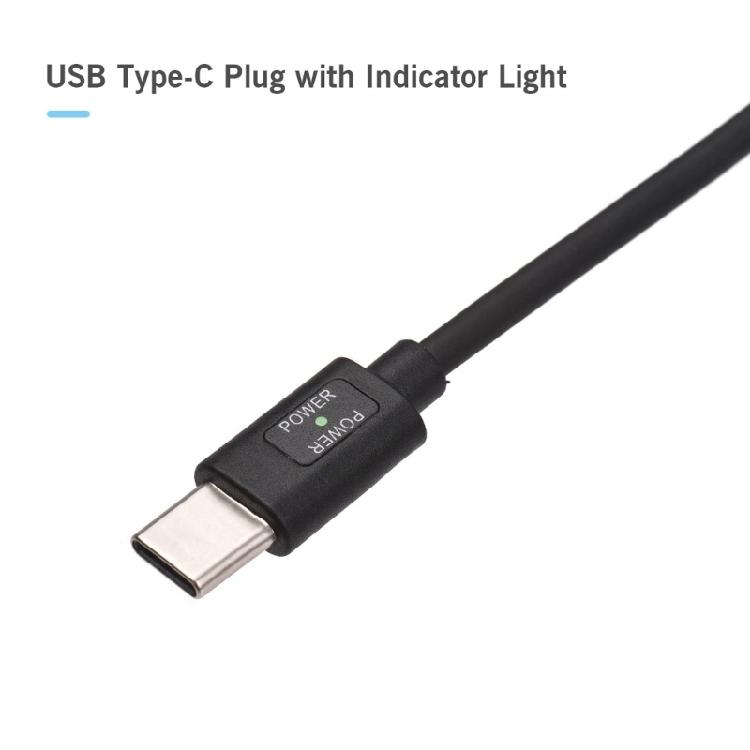 USB Type C PD Power Supply Cable with Led Light for BMPCC 4K 6K Camera Spring Wire