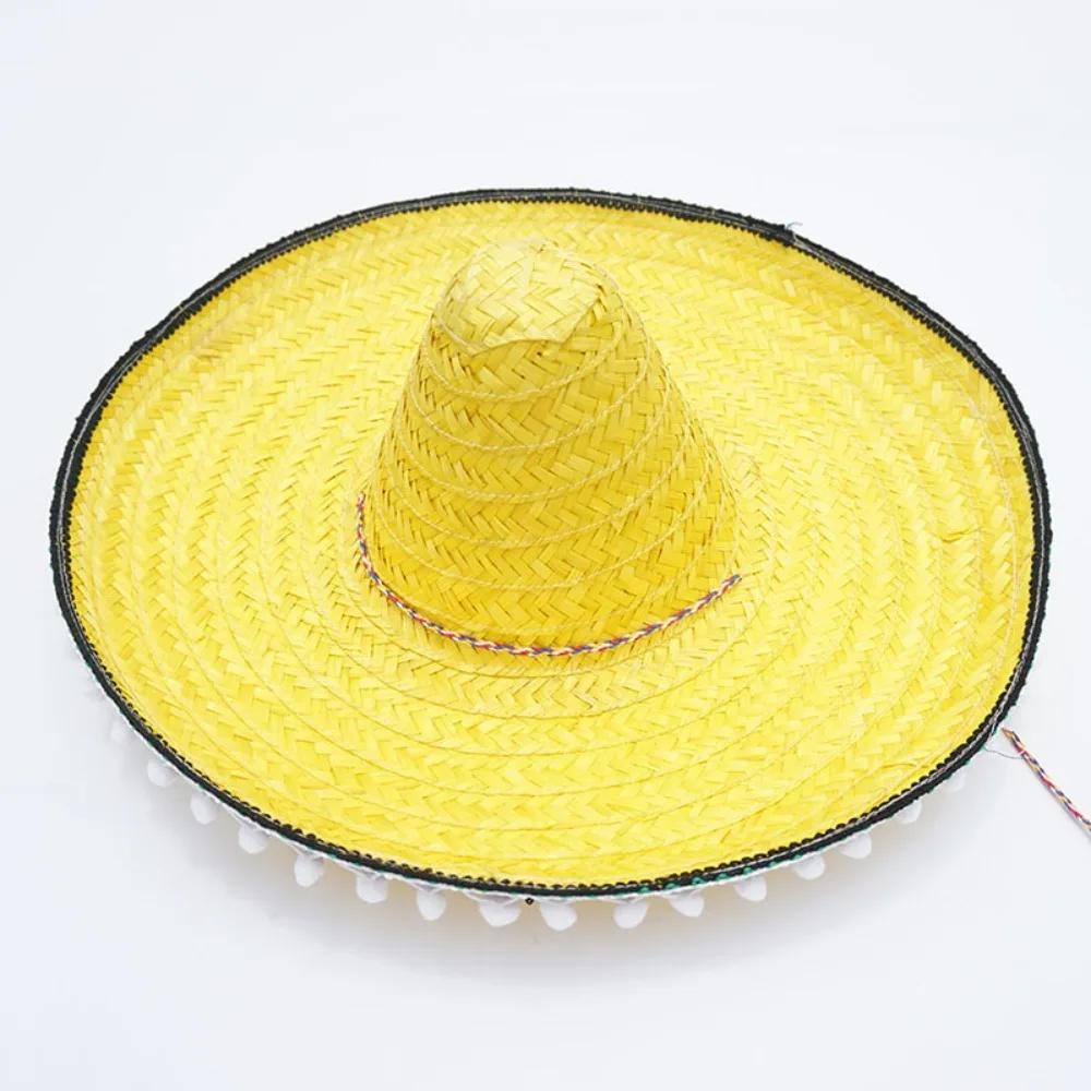 Summer Colorful Wide Brim Mexican Party Hat Halloween Party Straw Hats Decor Sombrero Beach Hat Men