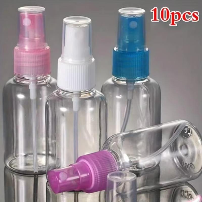 10 Plastic Transparent 50ml Small Spray Bottles for Cosmetics and Skin Care Can Be Reused with Random Colors