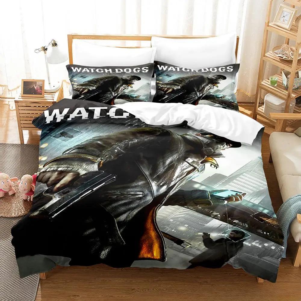 3d Print Game Watch Dogs Bedding Set Single Twin Full Queen King Size Bed Set Adult Kid Bedroom Duvet Cover Sets Home Textiles