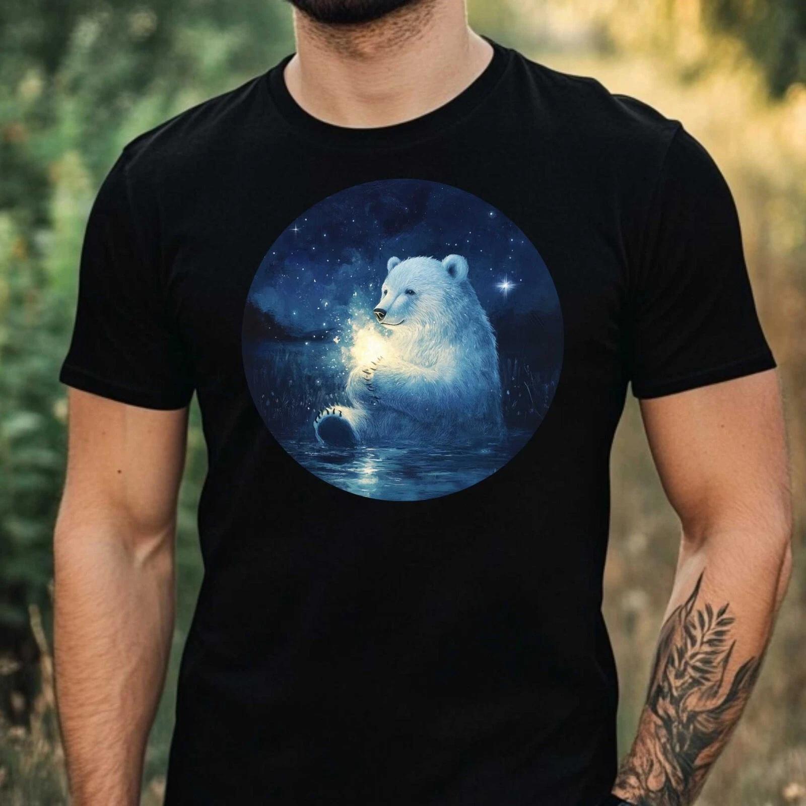 T-Shirt Herren Eisbär im Mondlicht Motiv Baumwolle Größe XS bis 5XL XS