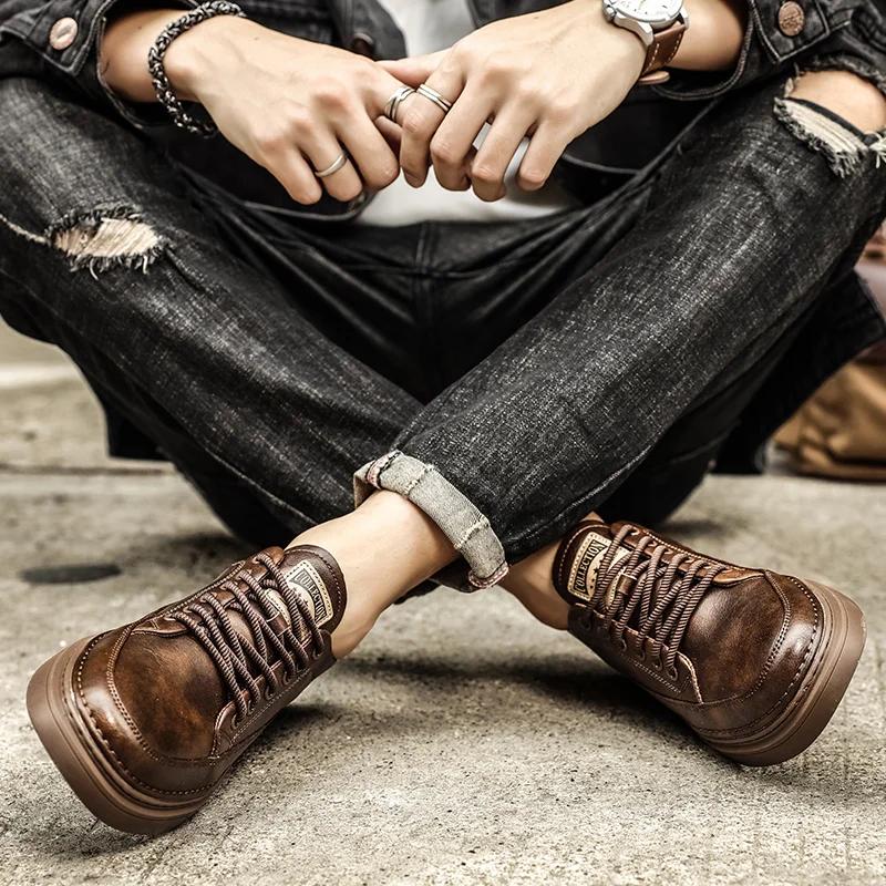 Pantofi bărbați la modă cu șireturi Pantofi casual la modă Pantofi din piele Pantofi de lucru lucrați manual Adidași business casual Pantofi plați pentru bărbați 39-44