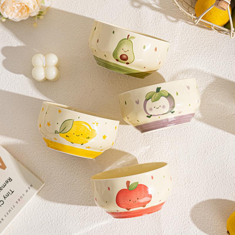Cute Fruit Series High Value Underglaze Color Ceramic Bowl Household Yogurt Bowl Gift Bowl Ceramic Tableware