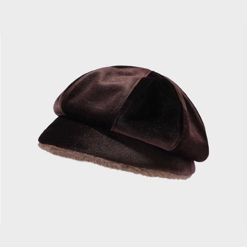 

Autumn Winter Fisherman Hat Women s Thick Warm Octagonal Basin Hat Velvet Basin Hat кавовий