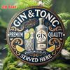 Vintage Gin Tonic Aluminum Wall Art Classic Cocktail Design Gift for Bartender Kitchen Bar Cafe Dorm Decor Popular Gift