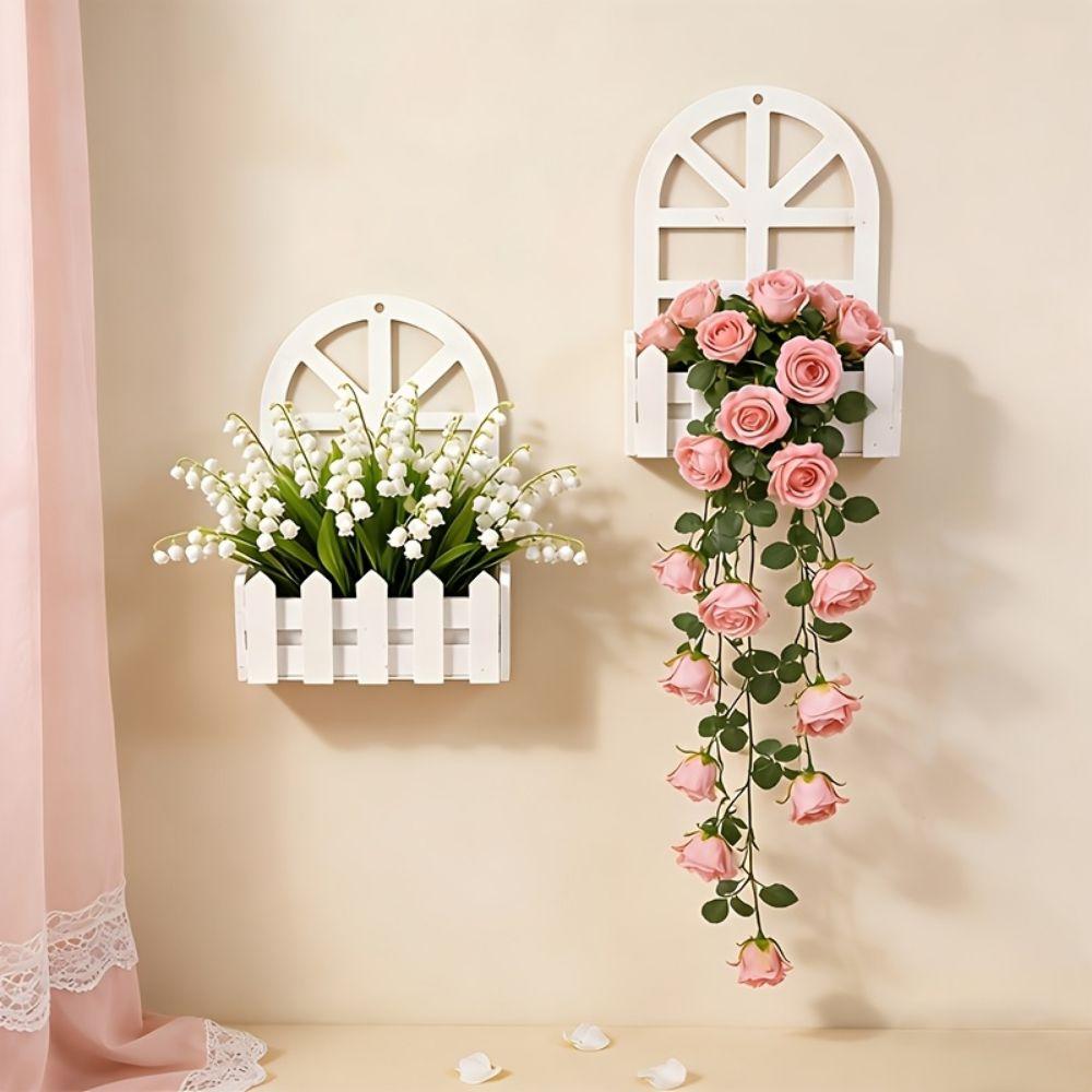 Hanging Garden Fence Flower Pot Picket Fence Design Wall Mounted Flower Container Wall Decor