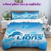 Detroit Lions rugby Pattern Bedding,Quilt Set Quilt Cover Pillowcase Home Birthday Gift (1*duvet cover+2*pillowcase,without core)