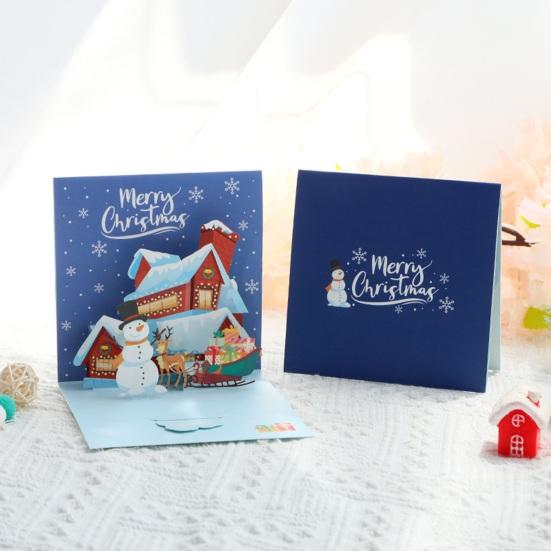 3D Pop Up Christmas Greeting Card Merry Christmas Gift Cards with Envelopes Santa Elk Snowman Holiday Cards for Christmas Parties Home Decor