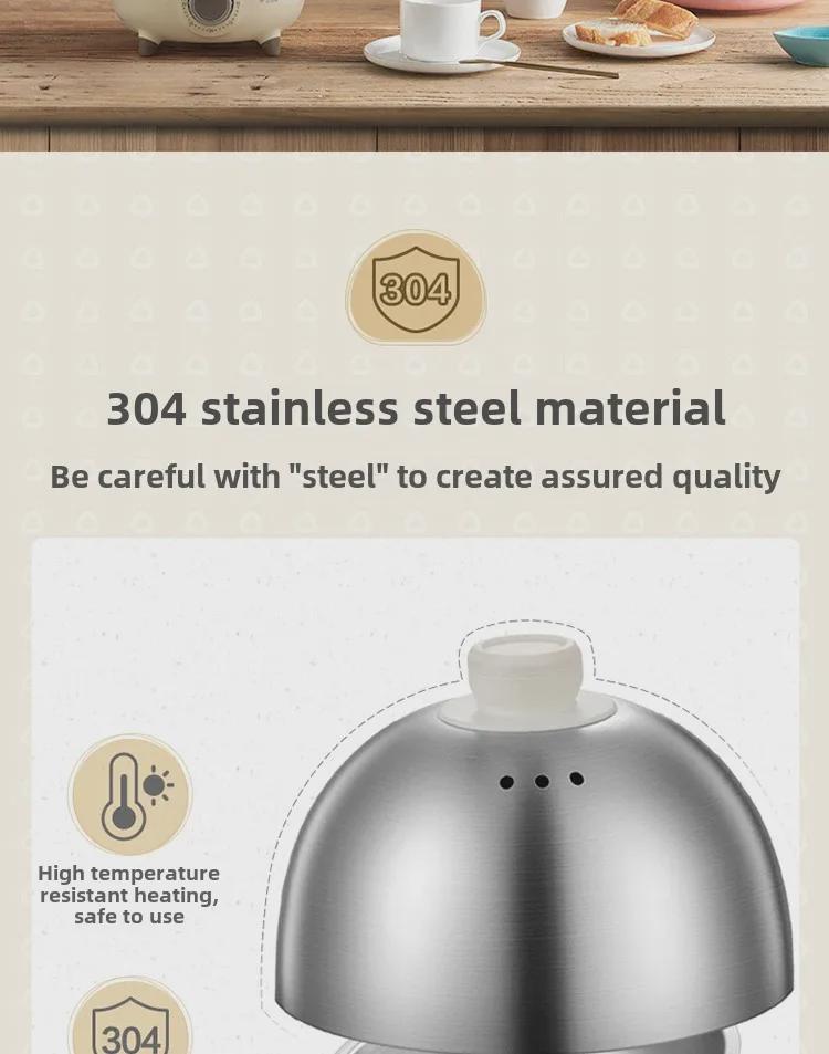 Bear ZDQ-B07C3 Nerezový vařič vajec: Automatické vypnutí, Mini napařovač vajec.