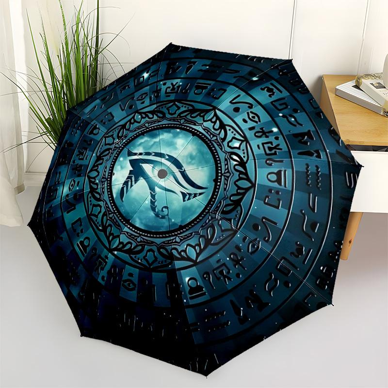 1pc Eye of Horus, Hieroglyphics Automatic Open/Close Umbrella with Folding Feature Compact Travel Umbrella, Lightweight Design, for Commuting152