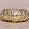 Luxury Classic Inlaid Synthetic Zirconia Golden Plated Ring Women Elegant Sparkling Wedding Engagement Band Jewelry Accessories