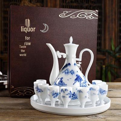 Baijiu Karaffe & Keramik-Weinglas-Set mit Geschenkbox